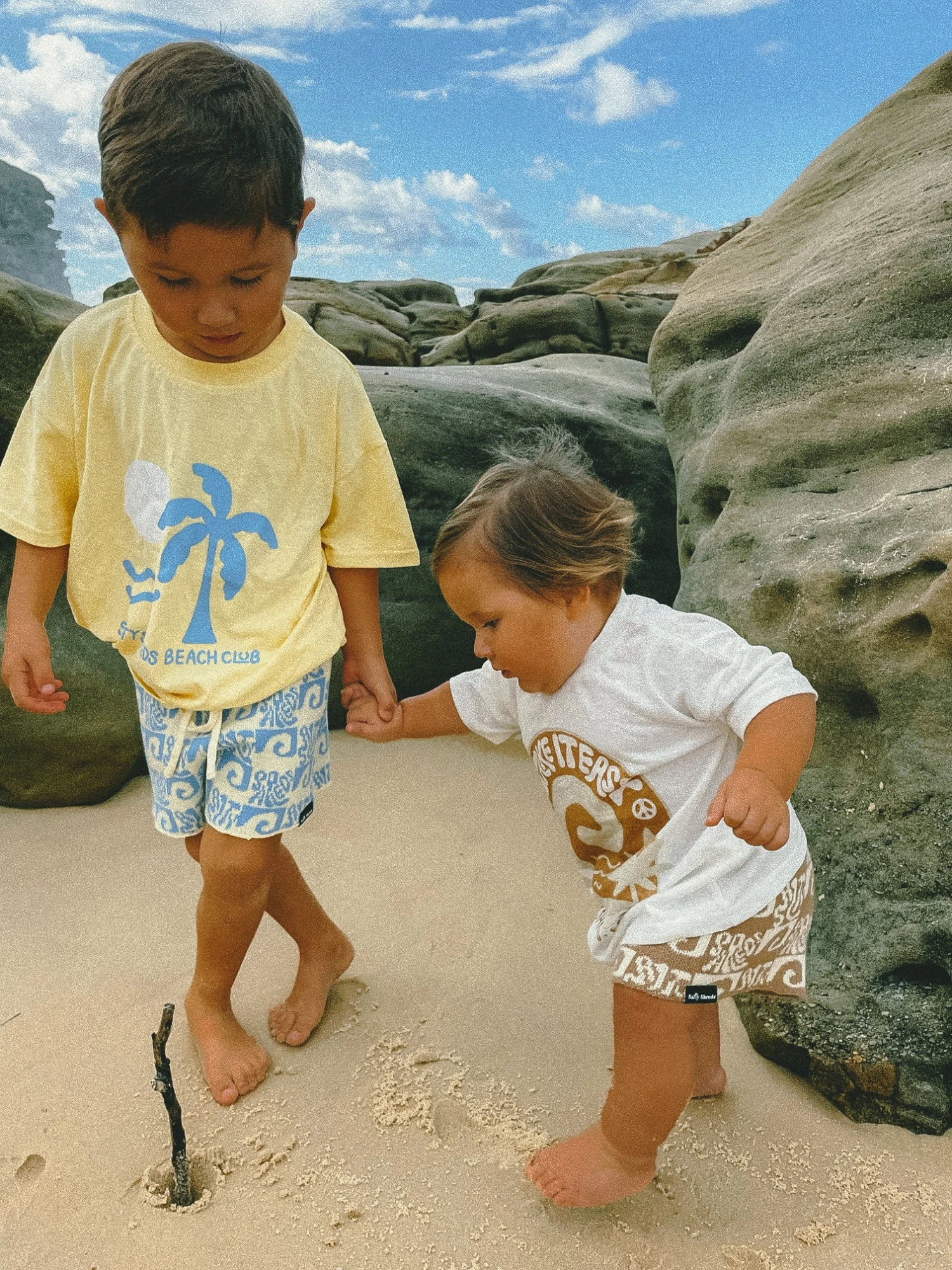 Salty Shreds Endless Waves Organic Knit Short - Blue Yellow - Groms 8 Salty Shreds Endless Waves Organic Knit Short - Blue Yellow - Groms - Image 6