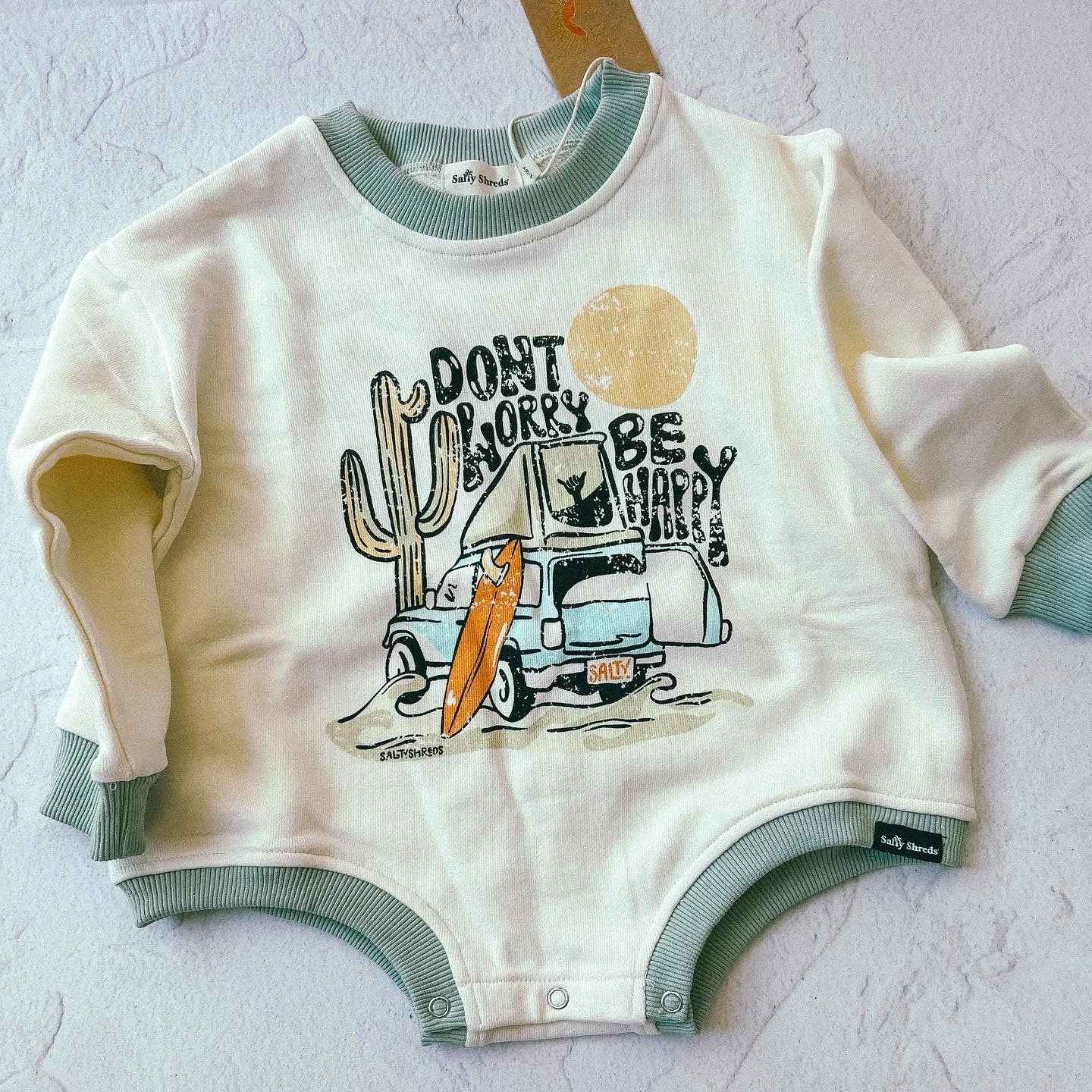 Don't Worry, Be Happy Retro French Terry L/s Jumpsuit 4 Don't Worry, Be Happy Retro French Terry L/s Jumpsuit - Image 2