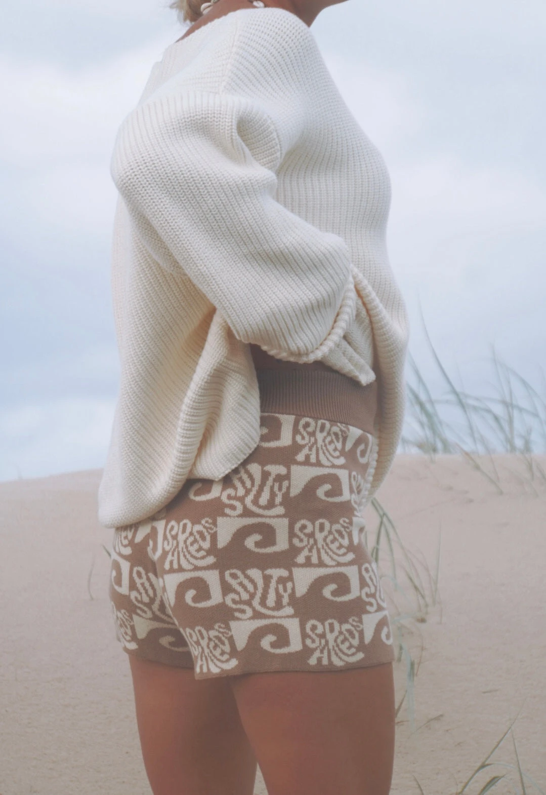 Salty Shreds Endless Waves Organic Knit Short - Beige - Ladies 3 Salty Shreds Endless Waves Organic Knit Short - Beige - Ladies