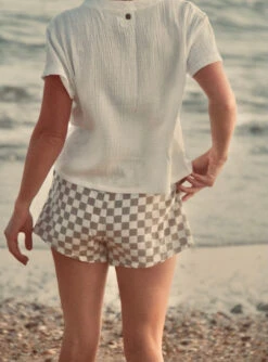 High Tide Linen Checkerboard Short - Ladies -Salty Shreds image 6eef0ddf 6860 44b6 a6a7 bbb89f379b68