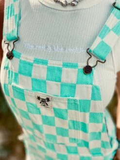 Checkerboard Denim Overalls- Ladies