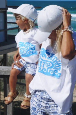 Lethat Shitgo Organic Oversized Blue Print Statement Tee - Ladies