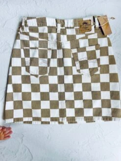 Checkerboard Denim Skirt - Ladies -Salty Shreds image 803ac974 049d 4dcc adae 6aa76b5b7c26