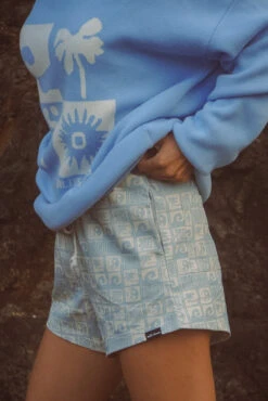 SS Beach Club Patterned Twill Short - Retro Blue - Ladies