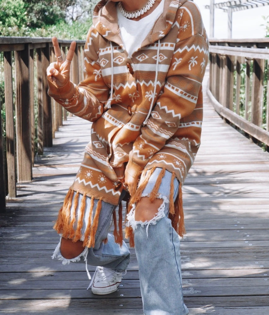 Surf Wanderer Tribal Knitted Desert Cardigan - Ladies 8 Surf Wanderer Tribal Knitted Desert Cardigan - Ladies - Image 6