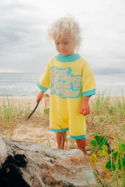 Good Vibes Rad Times Organic Knit Jumpsuit - Mellow Yellow - Groms