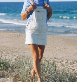 SS Retro Relaxed Overall Skirt- Bone - Ladies -Salty Shreds image ae84b8e7 4508 467f 841d f0d3cd1b996e