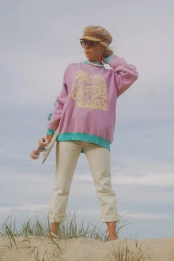 Lethat Shitgo Oversized Retro Organic Knit Sweater - Ladies