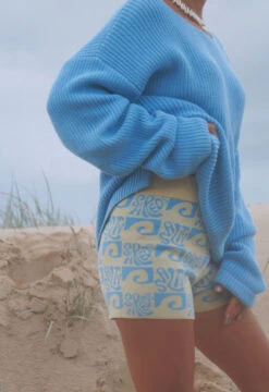 Salty Shreds Endless Waves Organic Knit Short - Blue Yellow - Ladies