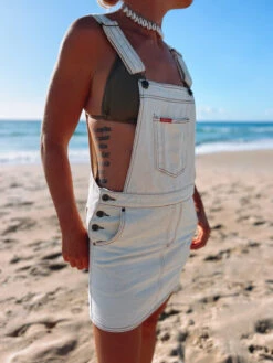 SS Retro Relaxed Overall Skirt- Bone - Ladies -Salty Shreds image cc8edf3f e674 4cbc a65a d15db0ff95b9