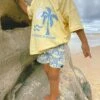 Salty Shreds Endless Waves Organic Knit Short - Blue Yellow - Groms -Salty Shreds image d1e609d4 03f0 4aa3 963e 63c6744b1bc2