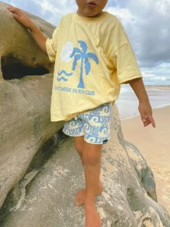 Salty Shreds Endless Waves Organic Knit Short - Blue Yellow - Groms