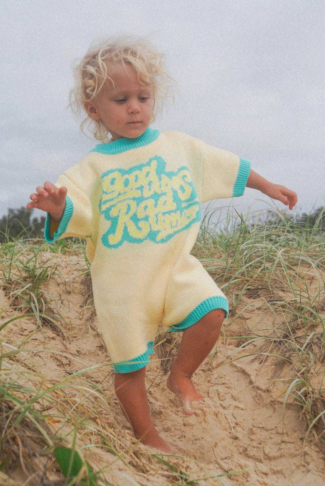 Good Vibes Rad Times Organic Knit Jumpsuit - Ivory - Groms