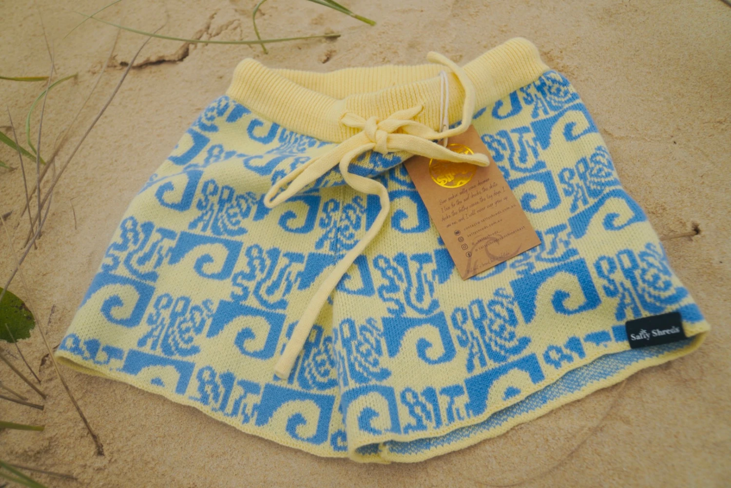 Salty Shreds Endless Waves Organic Knit Short - Blue Yellow - Groms 4 Salty Shreds Endless Waves Organic Knit Short - Blue Yellow - Groms - Image 2