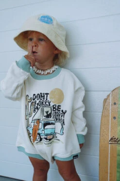 Don't Worry, Be Happy Retro French Terry L/s Jumpsuit