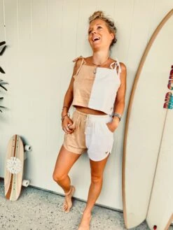 Colour Block Linen Crop - Ladies -Salty Shreds image f1bc0c53 e650 4122 9961 85999ca81036