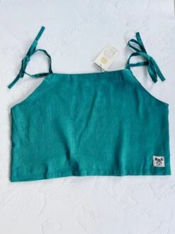 Ocean Teal Linen Crop - Ladies -Salty Shreds image f351fba2 e8aa 4cba be9b d334f6fdde7a